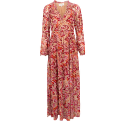 Lina Velvet Burnout Long Dress - Pink