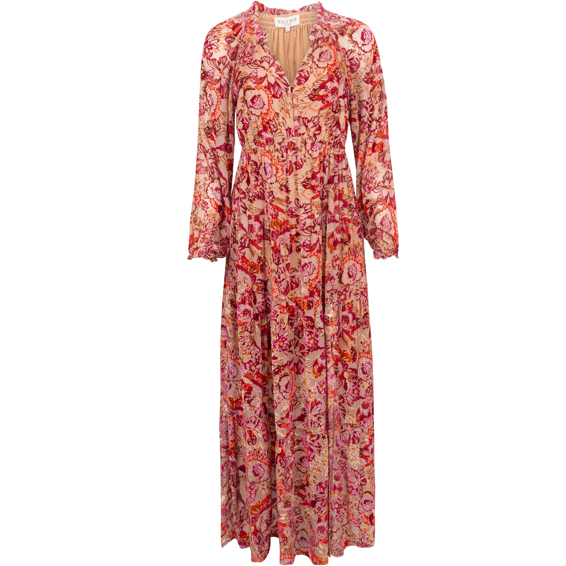 Lina Velvet Burnout Long Dress - Pink
