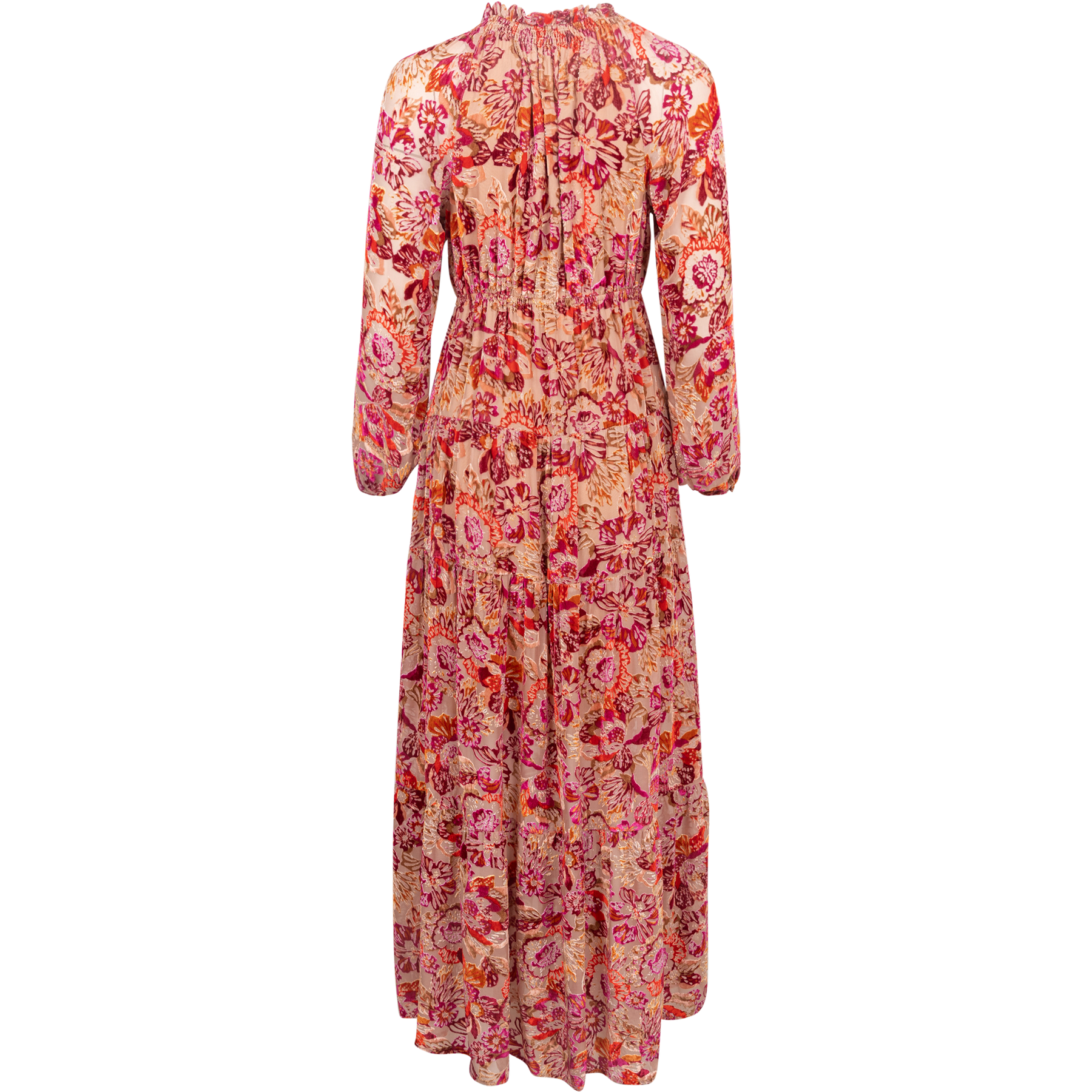 Lina Velvet Burnout Long Dress - Pink