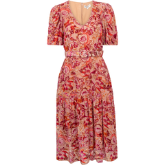 Mia Velvet Burnout Dress - Pink