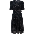 Mia Velvet Burnout Dress - Black