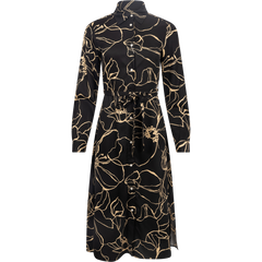 Slim Line Drawing Shirt Dress - Ebony Black