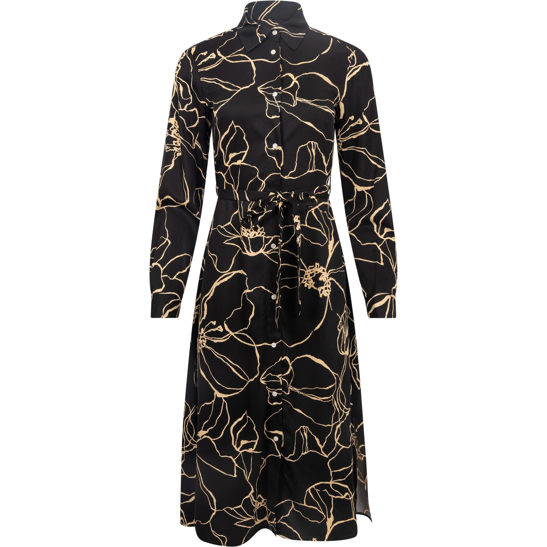 Slim Line Drawing Shirt Dress - Ebony Black