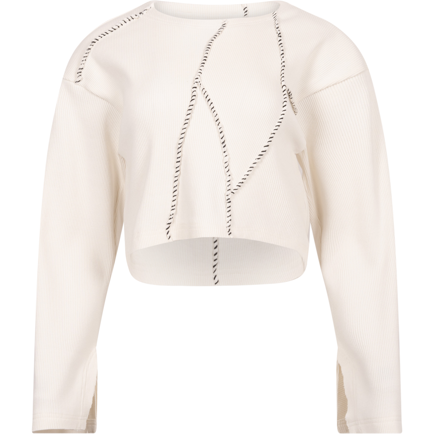 Rib Patchwork Top - Off-White