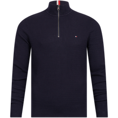 Interlaced Structure Zip Mock - Desert Sky