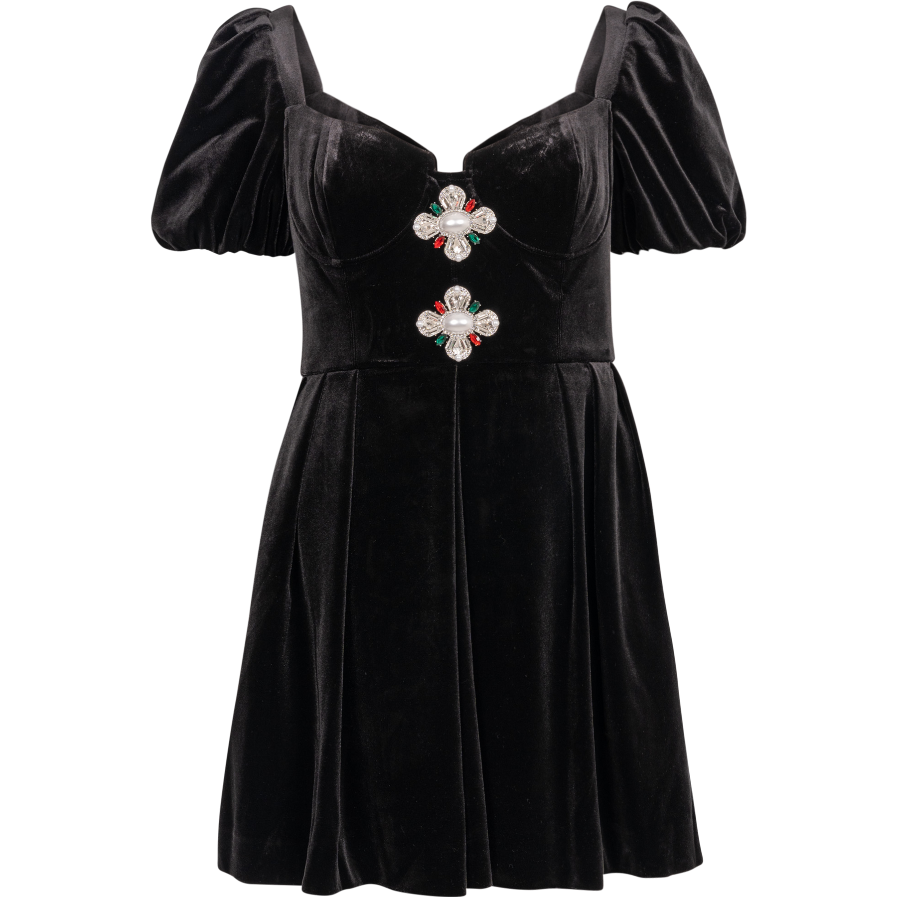 Velvet Sweetheart Mini Dress - Black