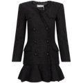 Boucle V-Neck Mini Dress - Black