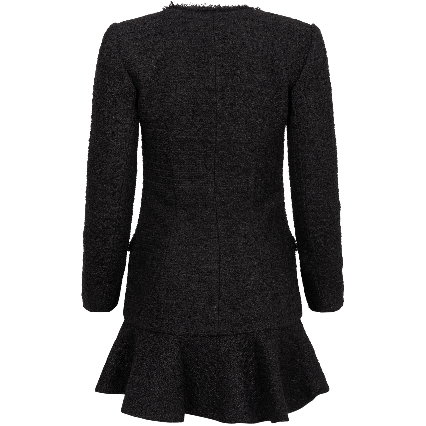 Boucle V-Neck Mini Dress - Black