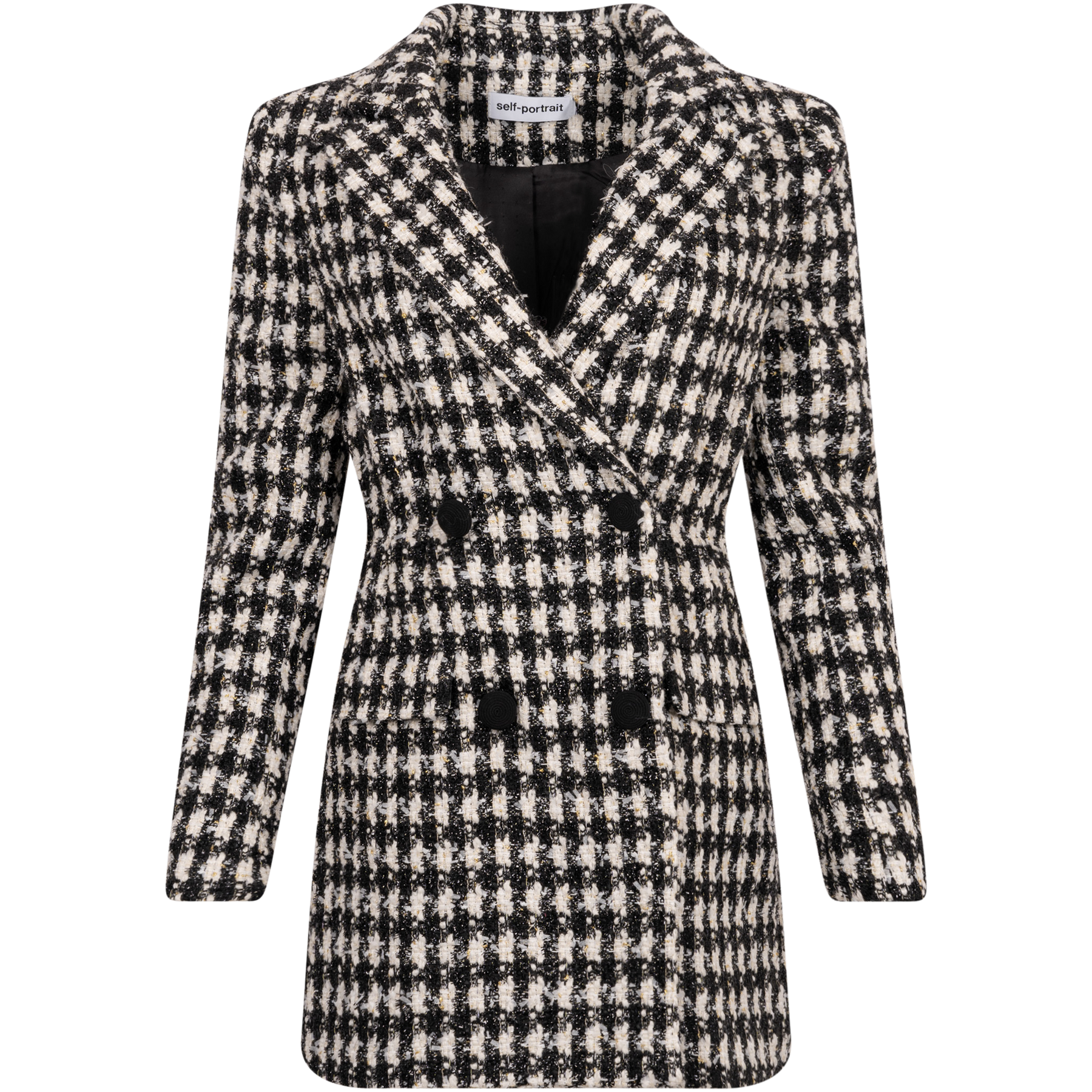 Check Boucle Tailored Mini Dress - Black