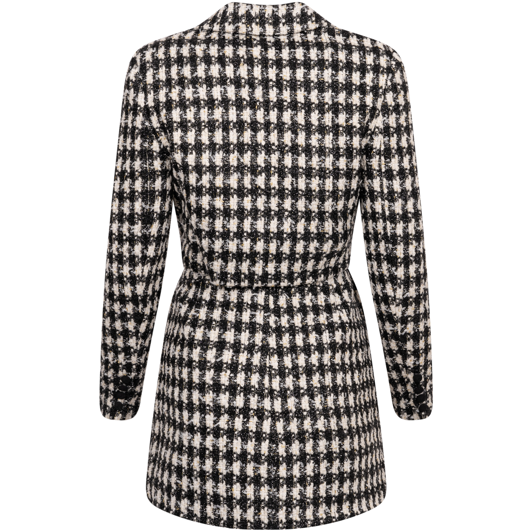 Check Boucle Tailored Mini Dress - Black