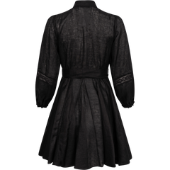 Florina Solid Linen Dress - Black