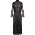 Square Rhinestone Mesh Midi Dress - Black