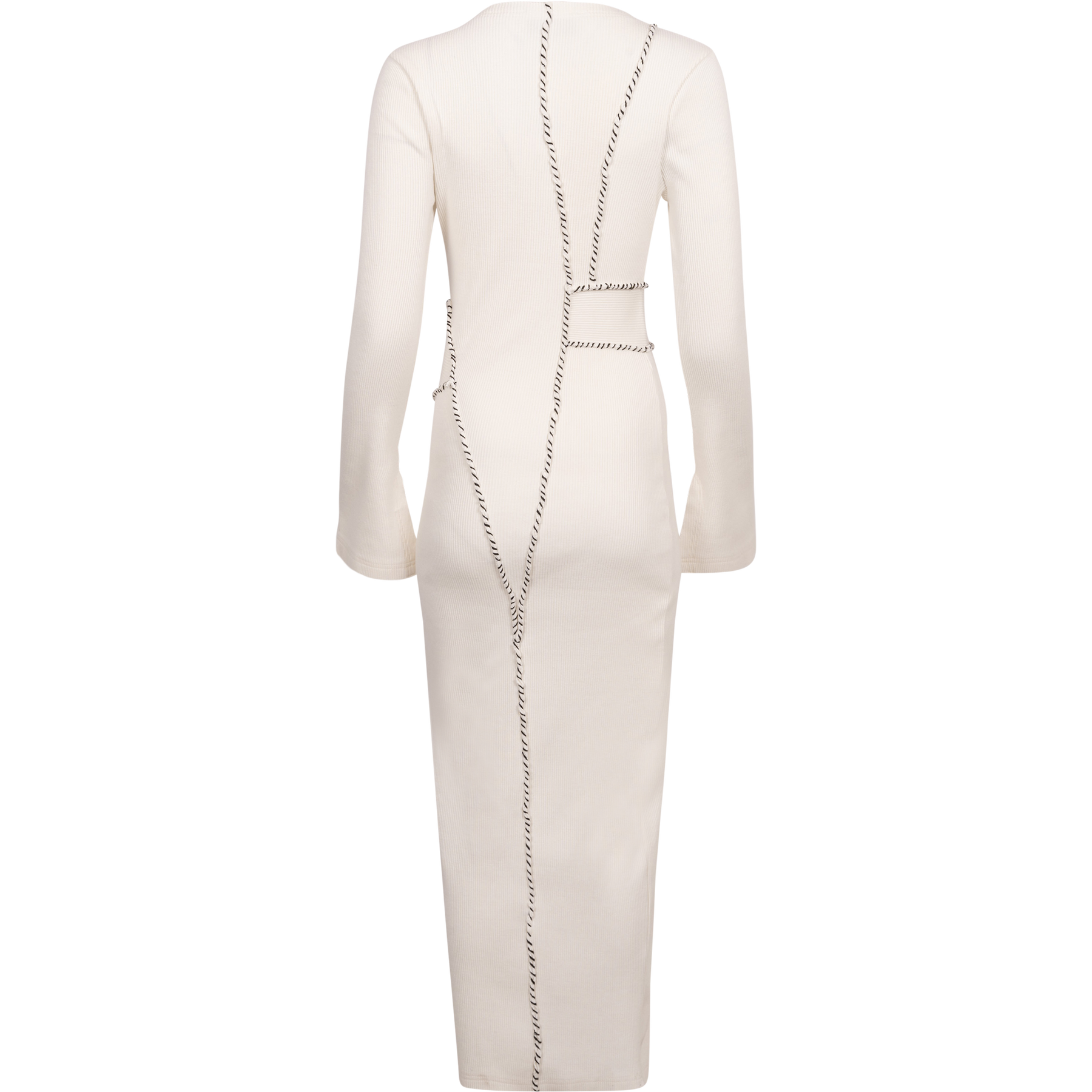 Rib Patchwork Dress - Off-White