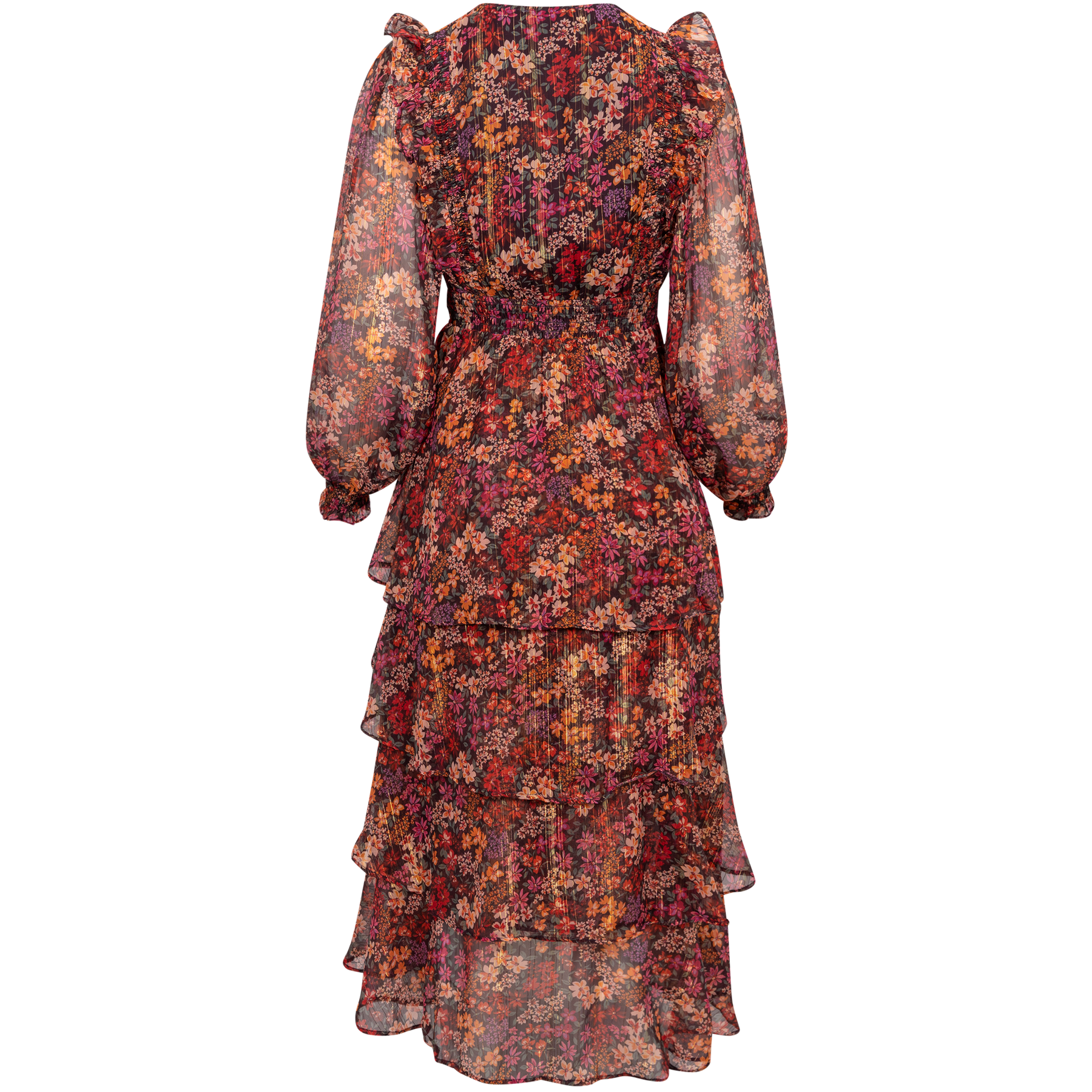 Jeanne Tiered Skirt Dress - Gold