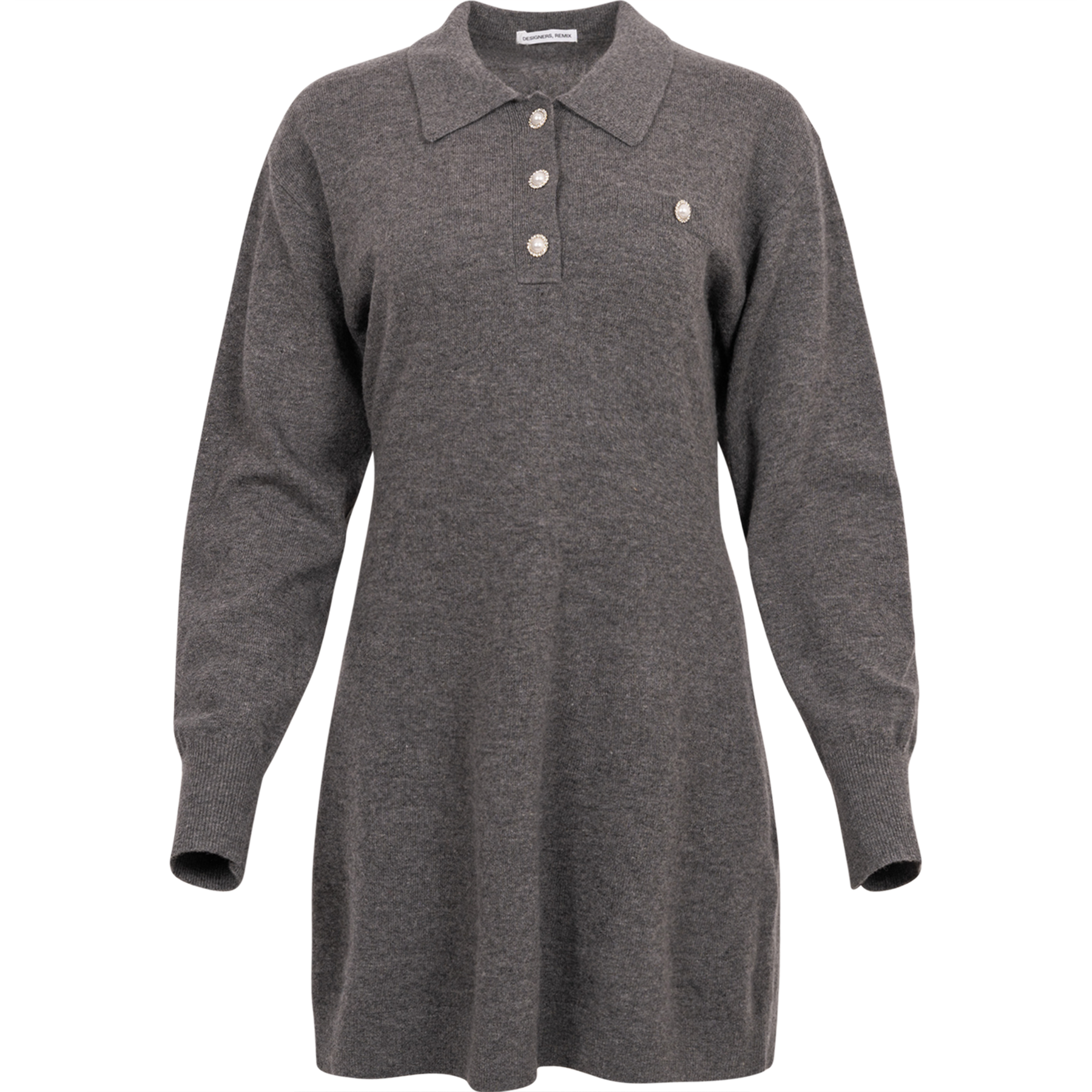 Cosmo Button Dress - Grey Melange