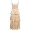 Metallic Tiered Midi Dress - Gold