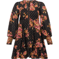 Golden Georgette Mini Dress - Autumn Bouquet