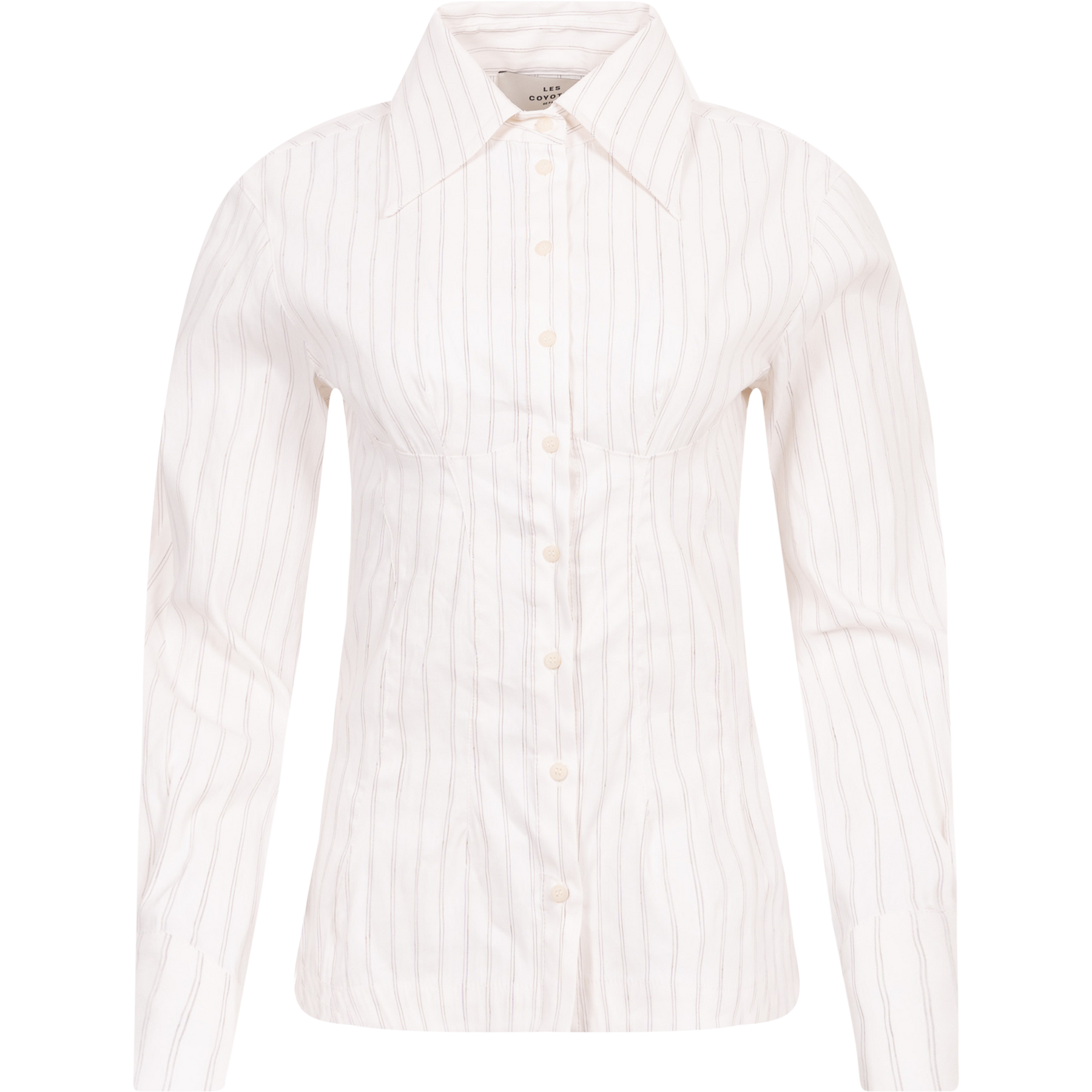 Fitted Bustier Shirt - White Pinstripe