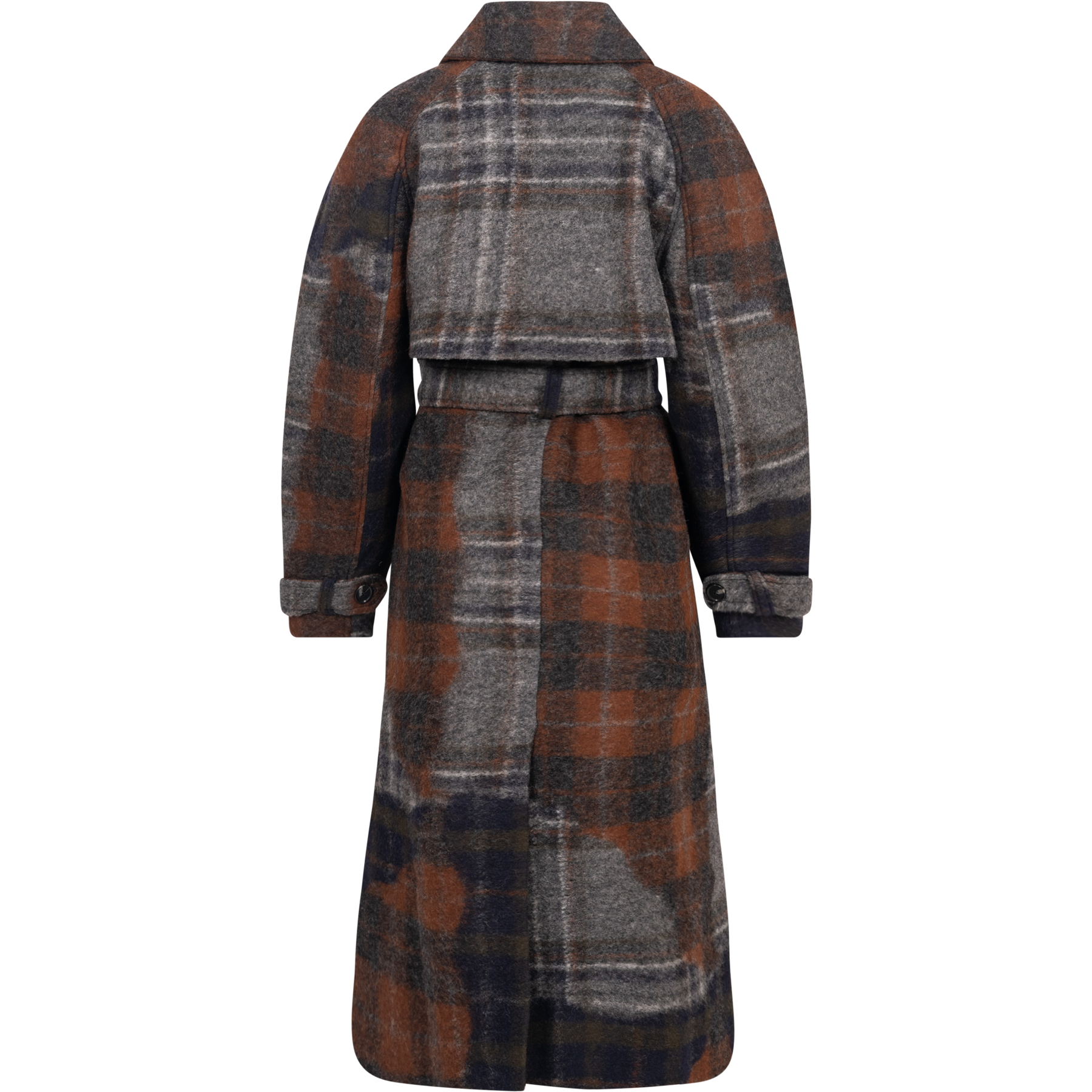Wool Trench Coat - Dark Patchwork Check