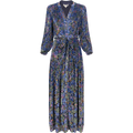 Heloise Long Dress Silk-Vis - Blue