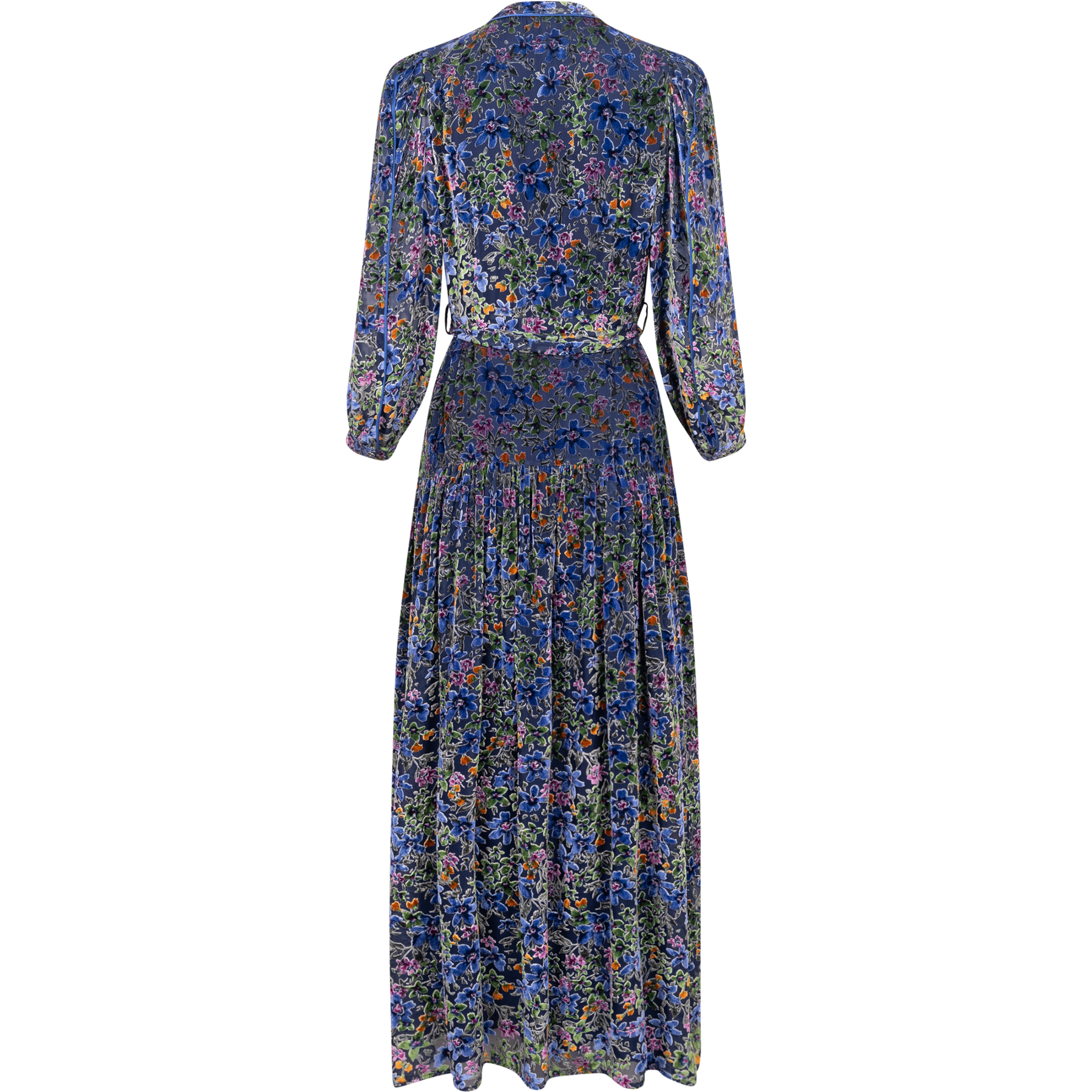 Heloise Long Dress Silk-Vis - Blue