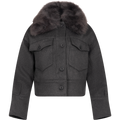 Charlie Jacket - Faux Fur - Wool Dark Grey