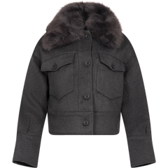Charlie Jacket - Faux Fur - Wool Dark Grey