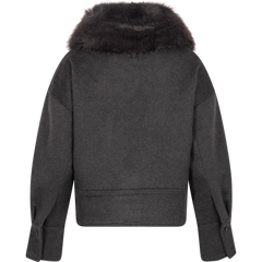 Charlie Jacket - Faux Fur - Wool Dark Grey