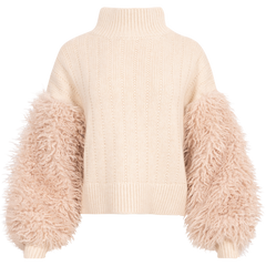 Faux Fur Turtleneck - Off White