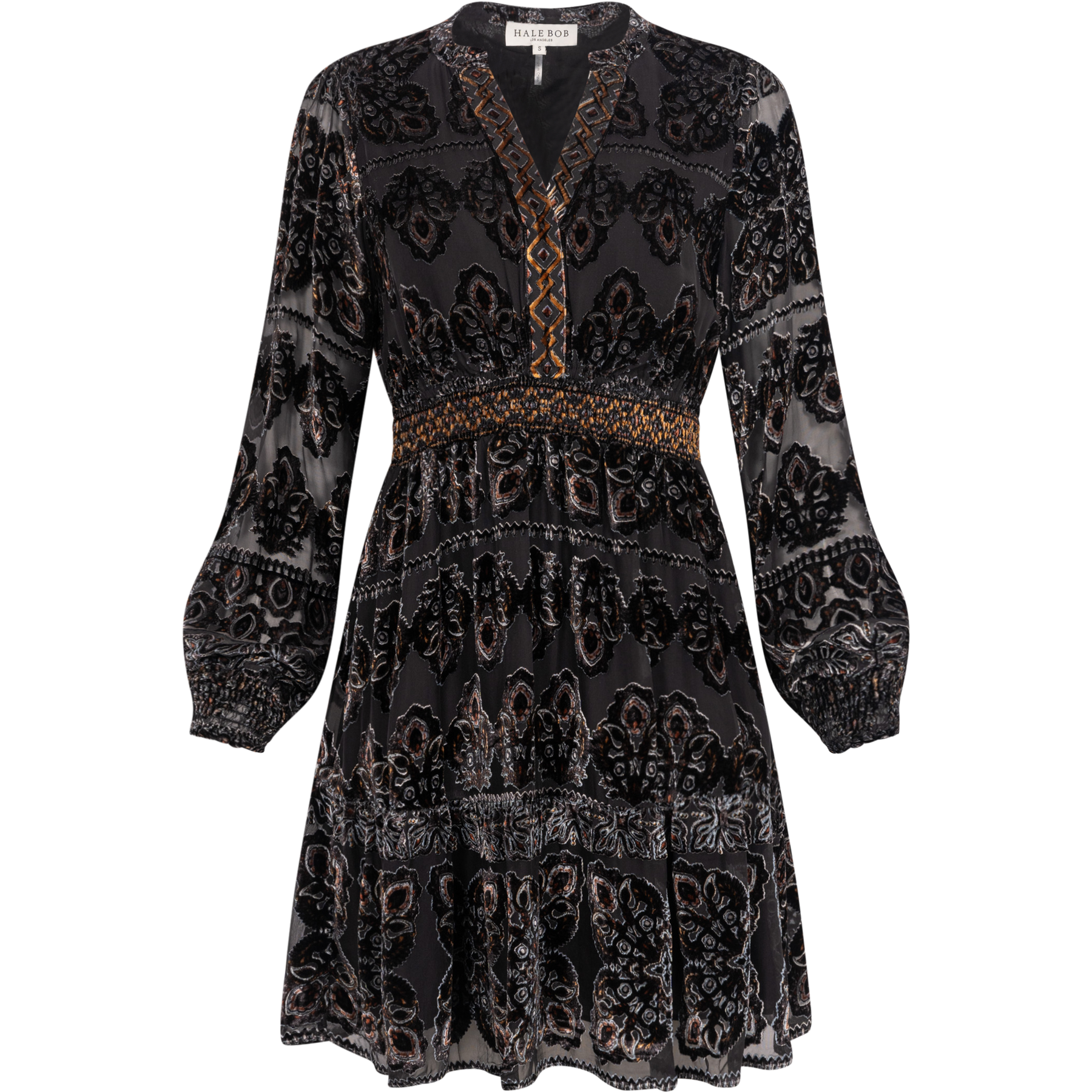 Camila Dress Velvet Burnout - Black