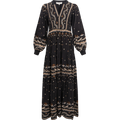 Audrey Long Dress W Embrodey - Black