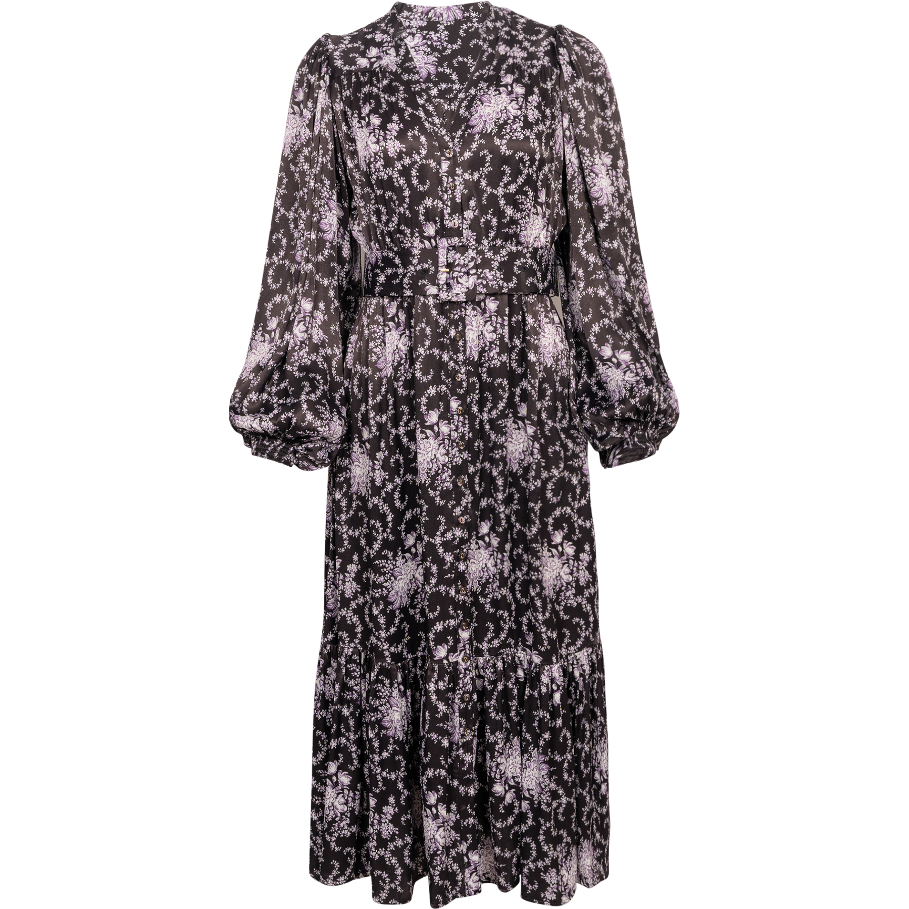 byTiMo Crépe Satin Midi Dress - Night Flowers
