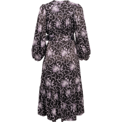 Crépe Satin Midi Dress - Night Flowers