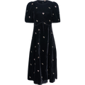 Rubina Embroidery Puff Slv Midi Dress - Black