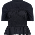 Diana Taffeta S/Slv Top - Black