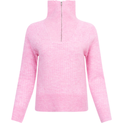 Lulu Mika Half Zip Ls Knit - Moonlite Mauve Melange
