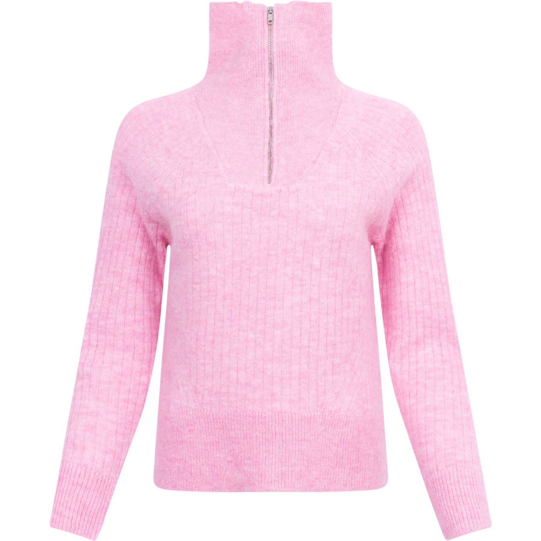Lulu Mika Half Zip Ls Knit - Moonlite Mauve Melange