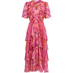 Caroline Dress Tiered Skirt - Pink