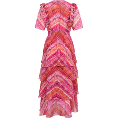 Caroline Dress Tiered Skirt - Pink