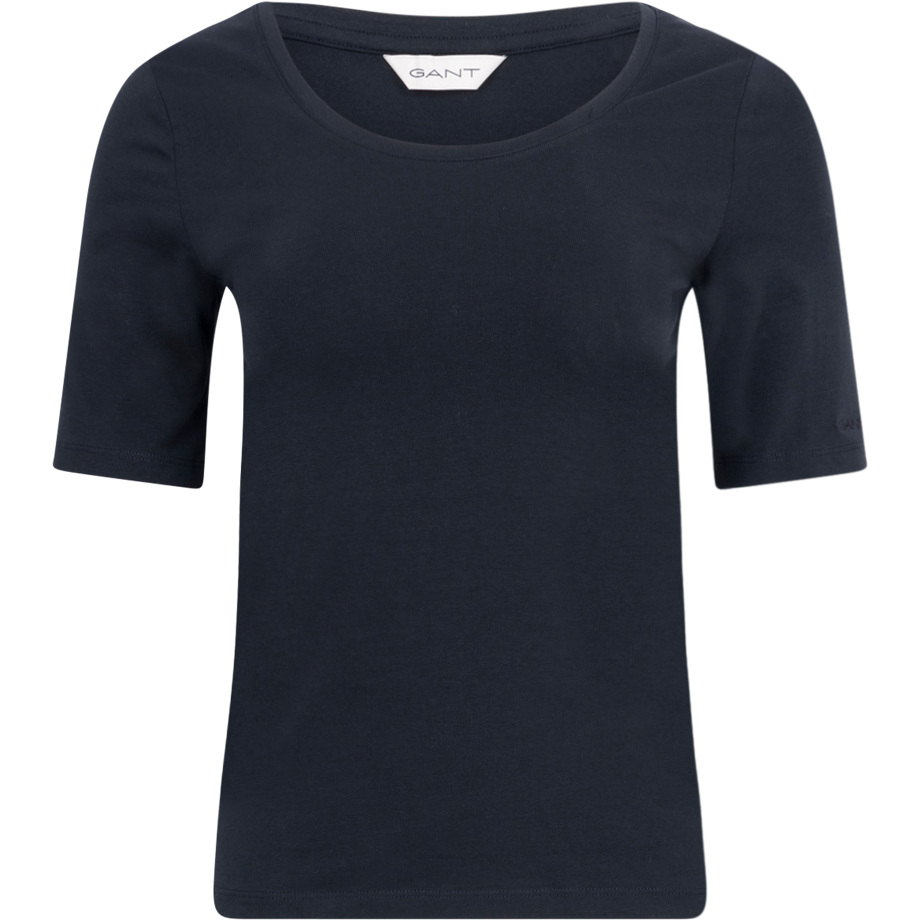 Slim Cot/Ela Ss Scoop Neck Top - Black