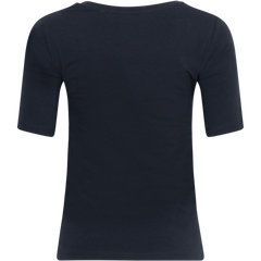 Slim Cot/Ela Ss Scoop Neck Top - Black