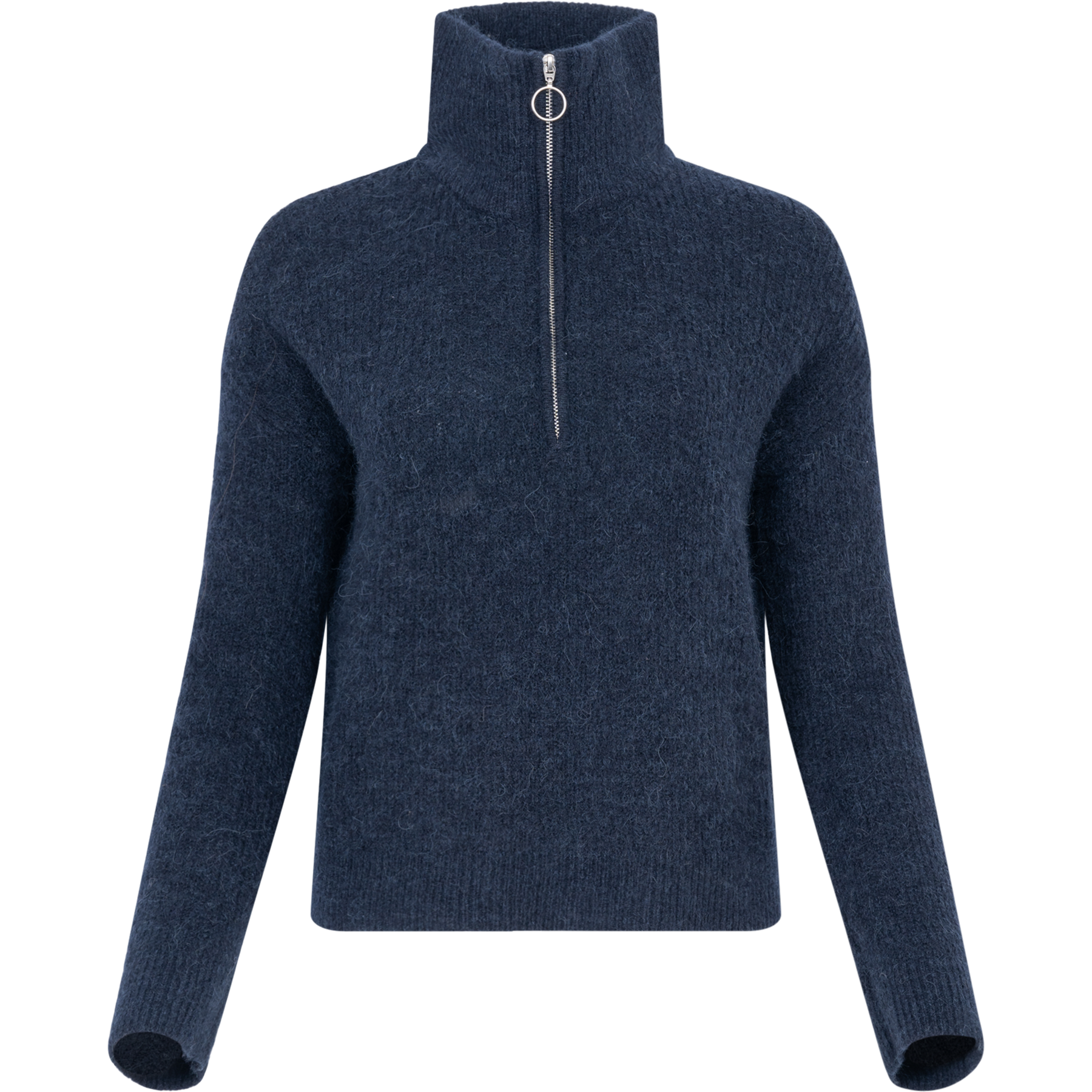 Sia Ras Ls Knit Half Zipper Ex - Dark Sapphire Melange