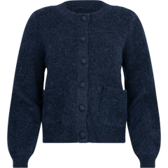 Sia Ras Ls Knit Pads Cardigan Ex - Dark Sapphire Melange