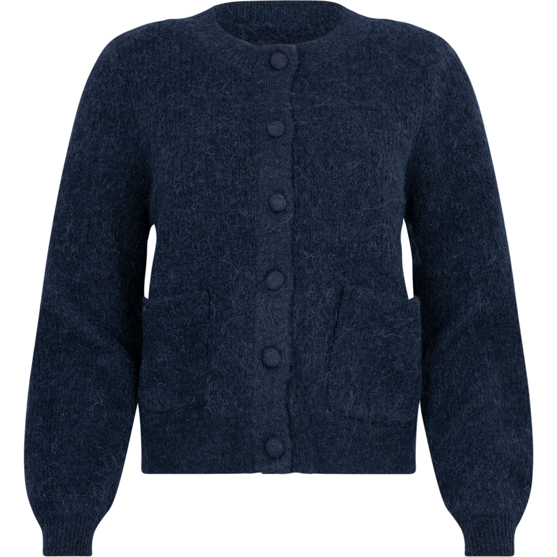 Sia Ras Ls Knit Pads Cardigan Ex - Dark Sapphire Melange