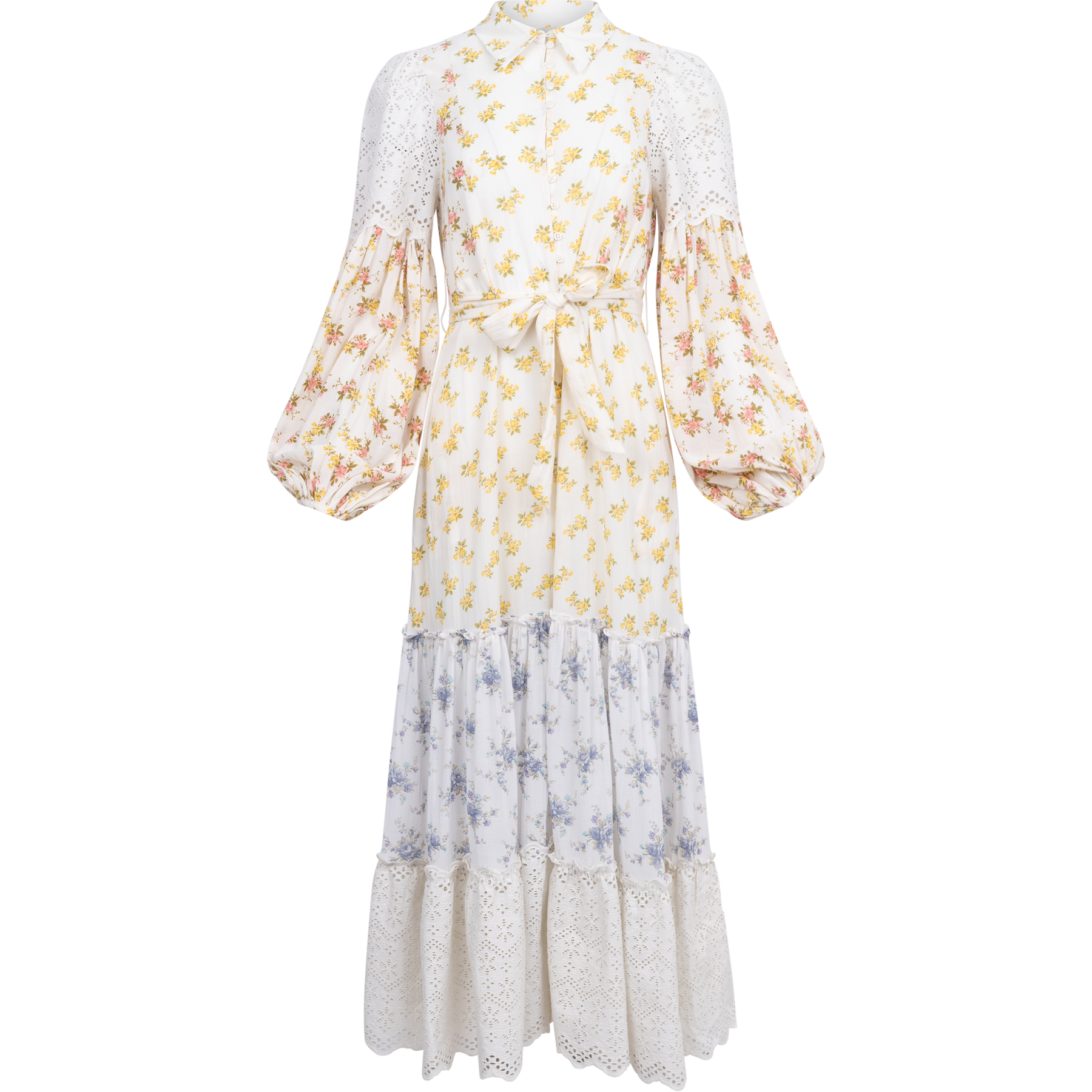Cotton Slub Shirt Dress - Flower Combo