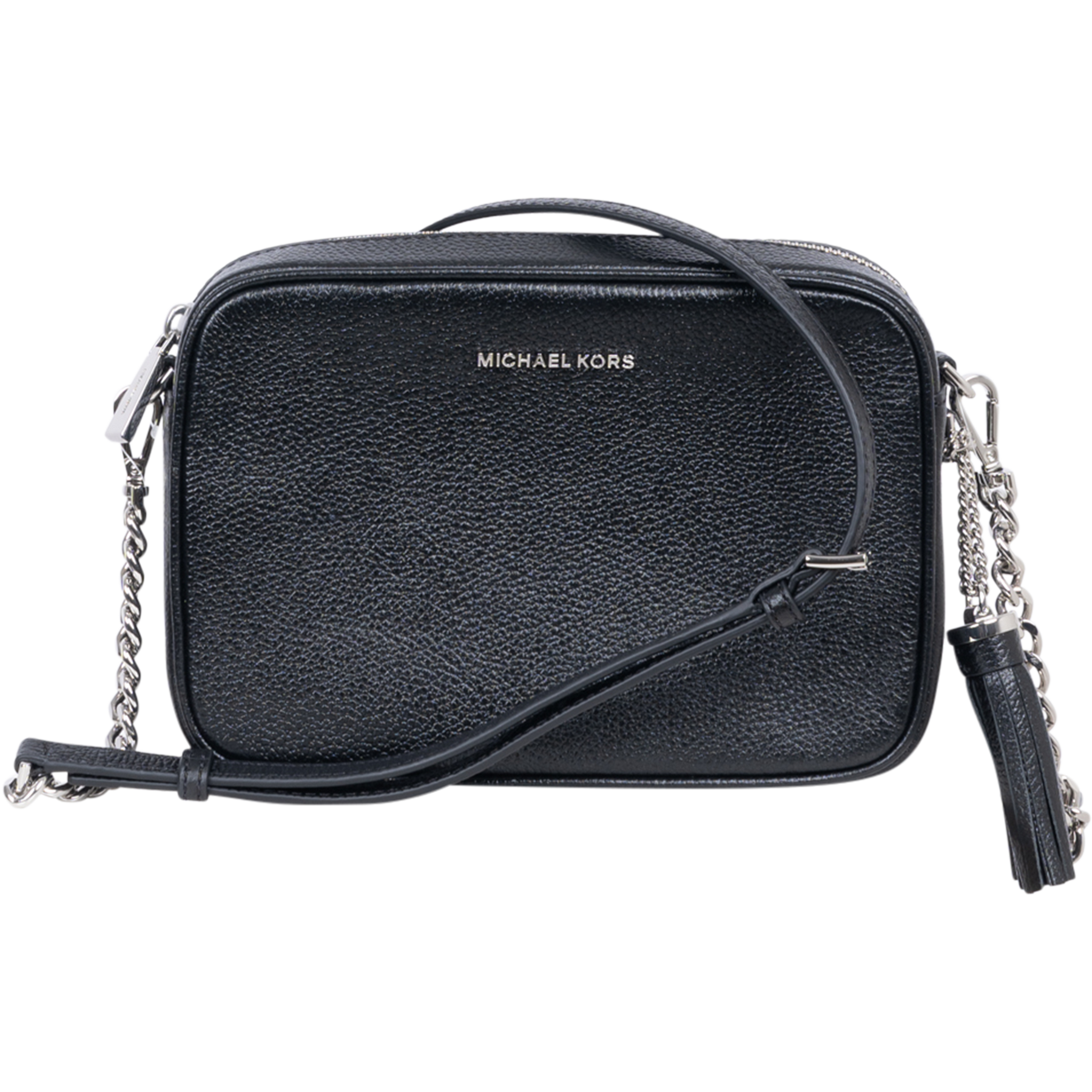 Md Camera Bag Sh Rhodium Leather - Black