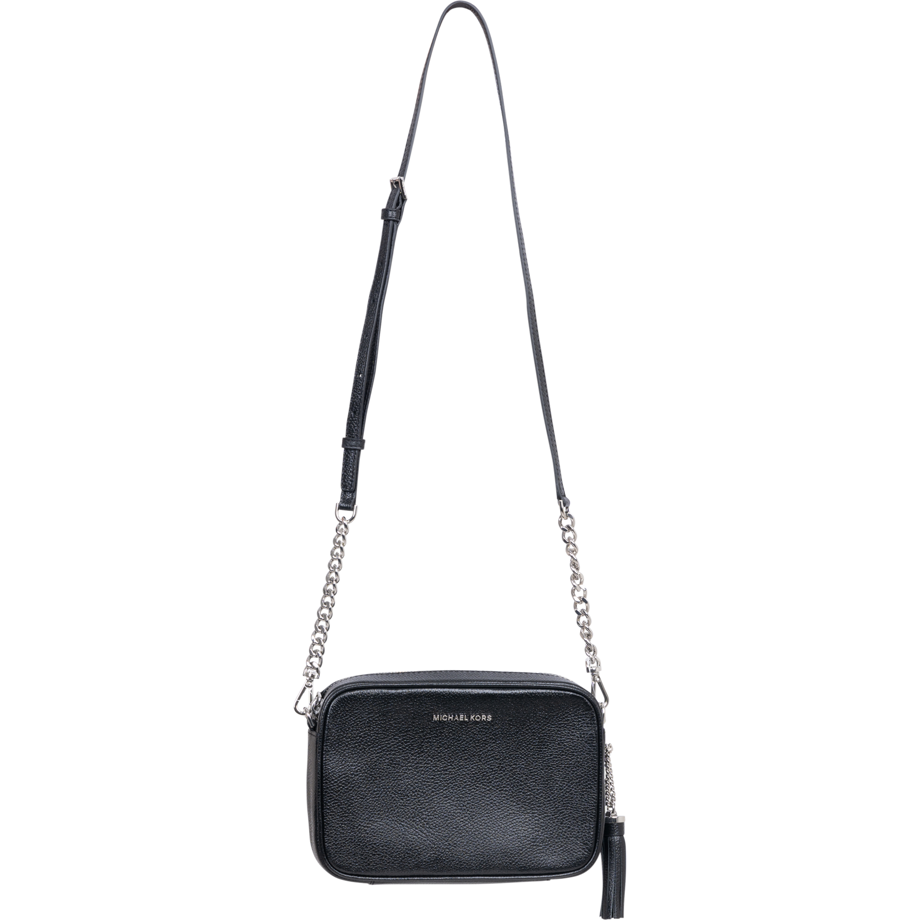 Md Camera Bag Sh Rhodium Leather - Black
