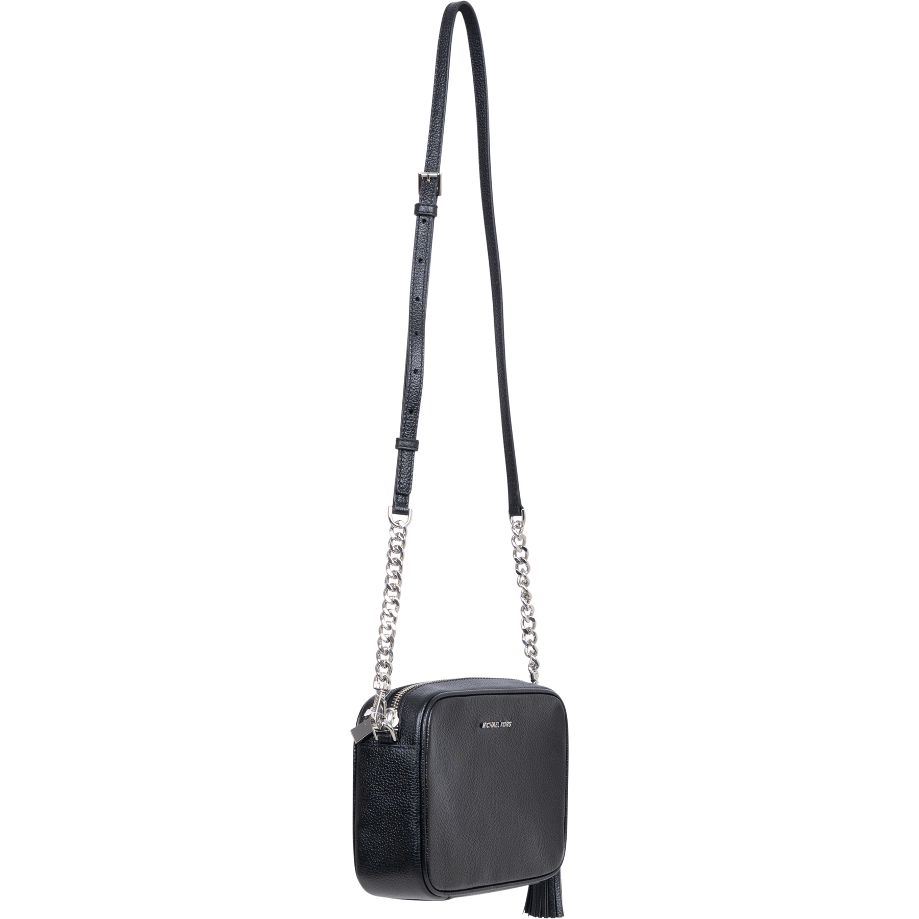 Md Camera Bag Sh Rhodium Leather - Black