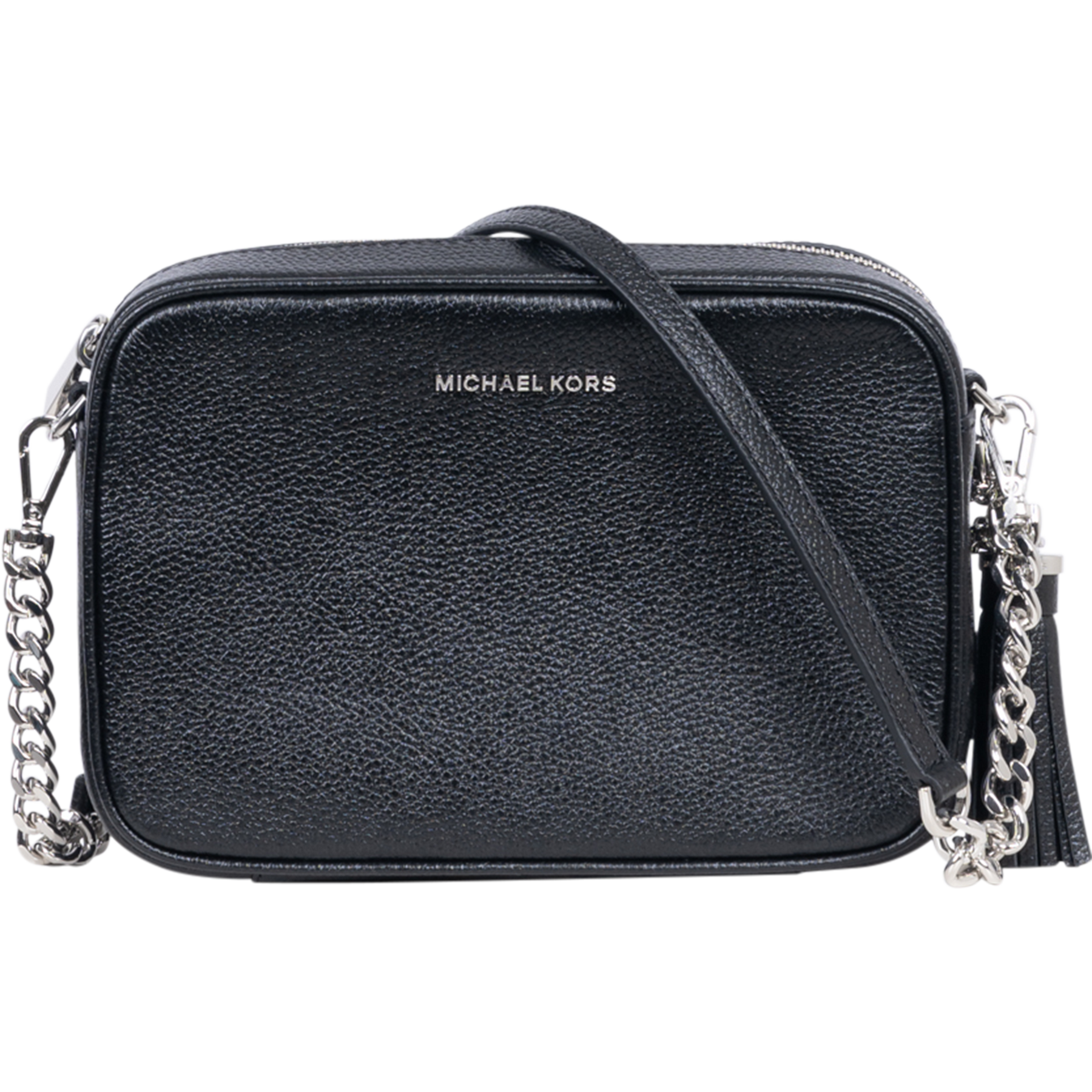 Md Camera Bag Sh Rhodium Leather - Black