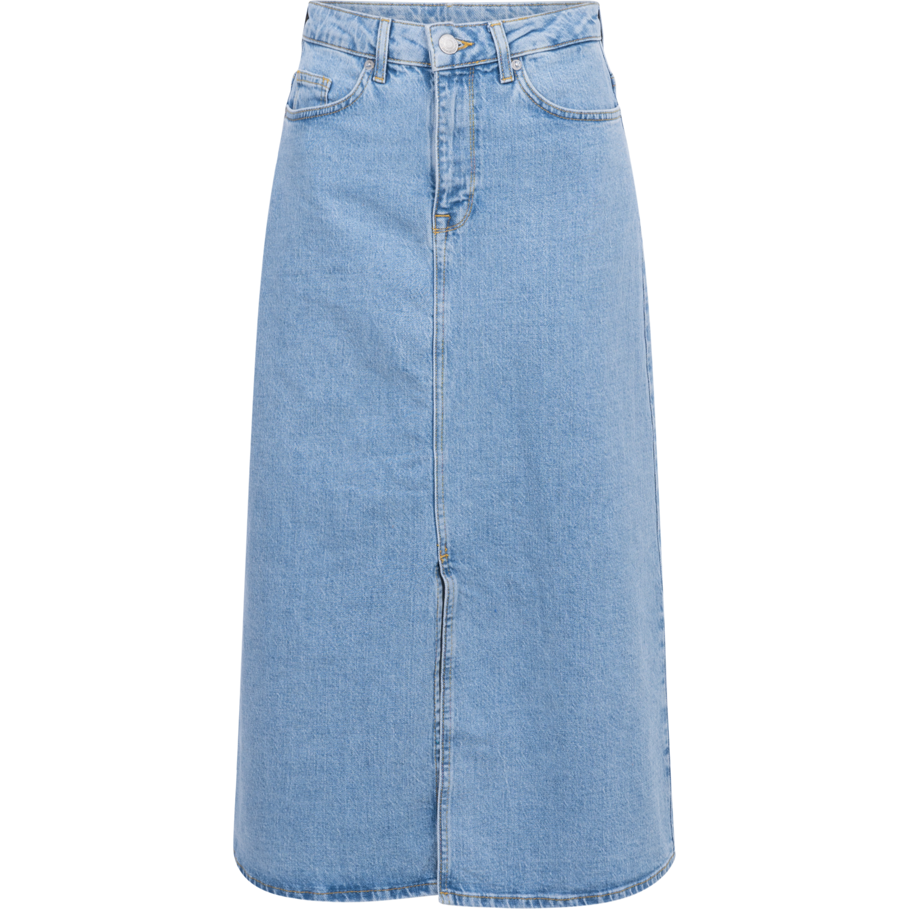Krista-Gerda Hw Long Denim Maxi Skirt - Light Blue Denim